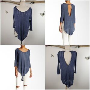 Free people Astoria split ribbed tee denim